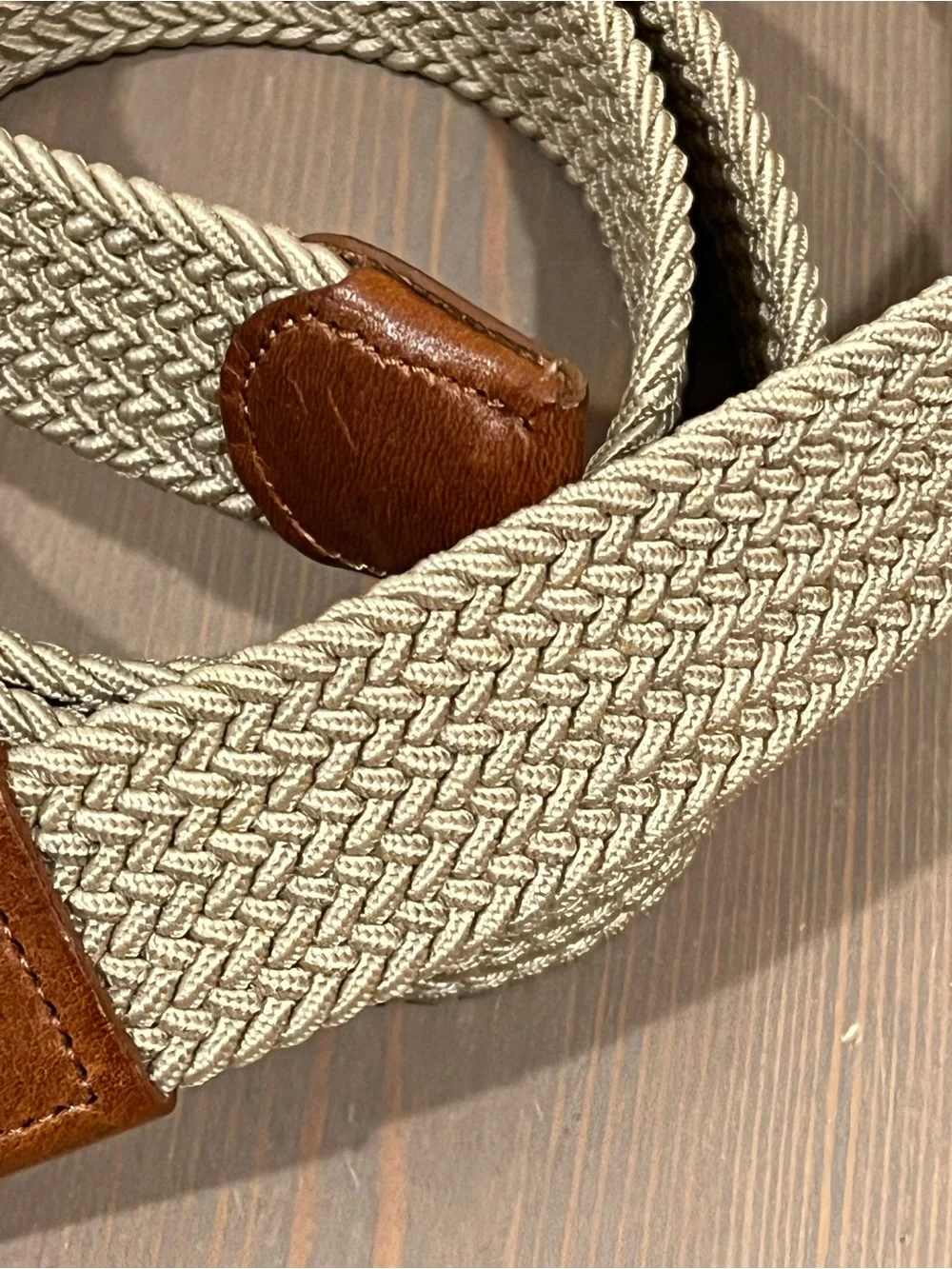Tommy Bahama Braided Casual Belt Mens L/XL Leather Tabs Beige Golf Athleisure